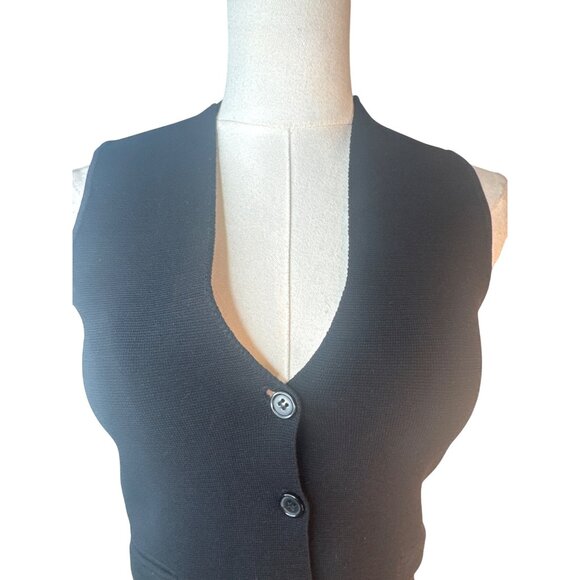 ZARA Black Small Vest With Button Closure Fitted Knit Design - Picture 4 of 14